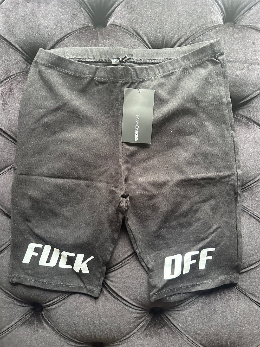 Fashion Nova Black Men’s Graphic Shorts with White Lettering